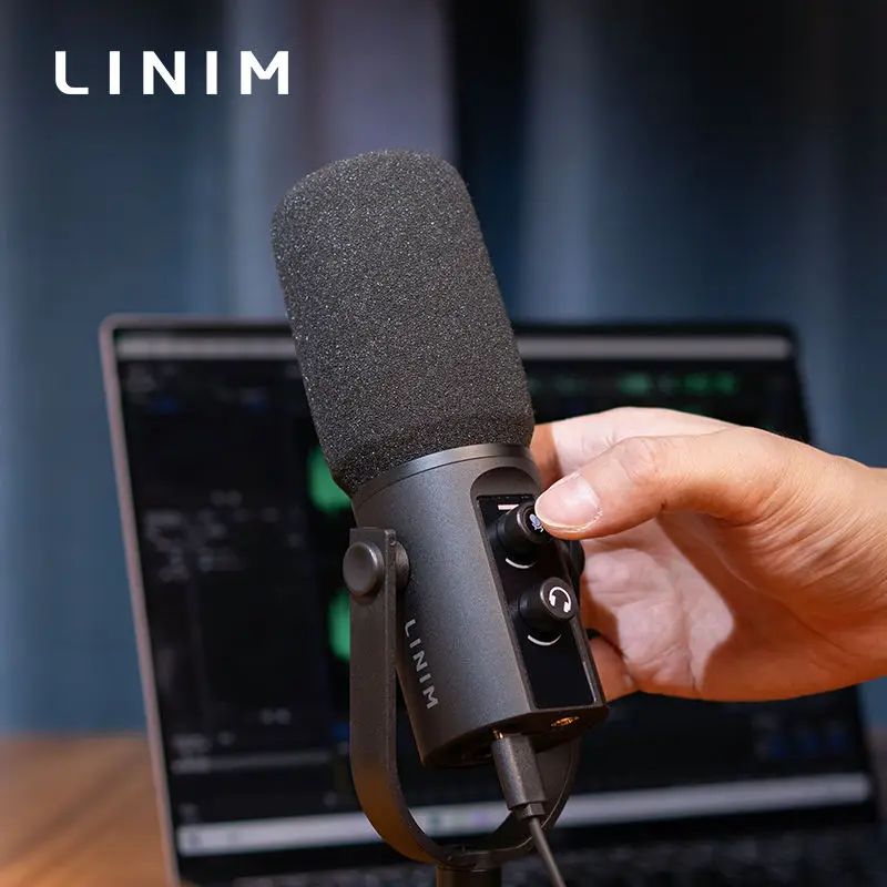 

LINIM PD11 Динамический USB/XLR-микрофон с ручкой усиления/сенсорным звуком/разъемом для наушников, микрофон для записи для потоковой передачи звуковой карты ПК