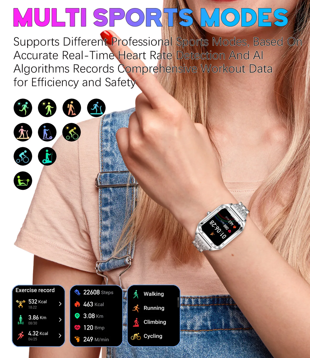 2025Neue NFC-Smartwatch für Frauen, 1,57 Zoll, mit Herzfrequenzmesser, Bluetooth-Anruffunktion, Gesundheits-Tracker für Android iOS