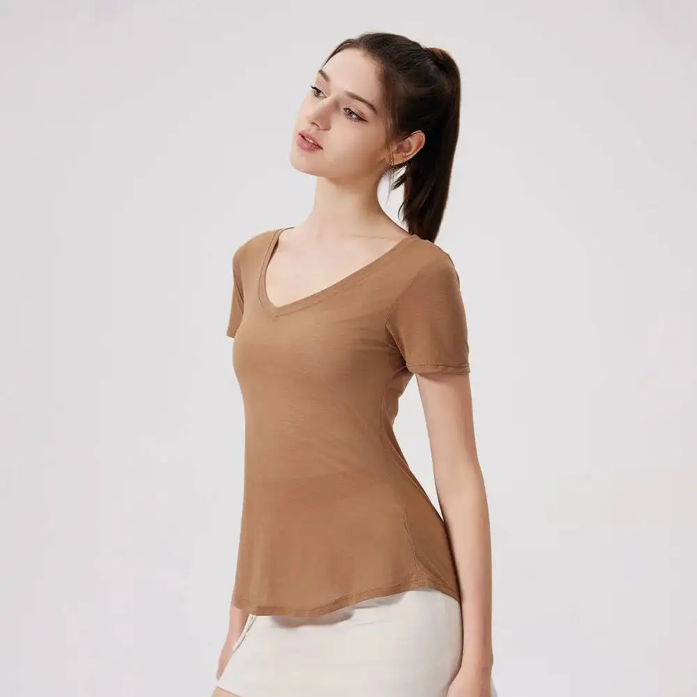 

Summer Lightweight Breathable Short Sleeved Women S V Neck Slimming Sports Leisure Fiess Top Loose And Fashionable T Shirt