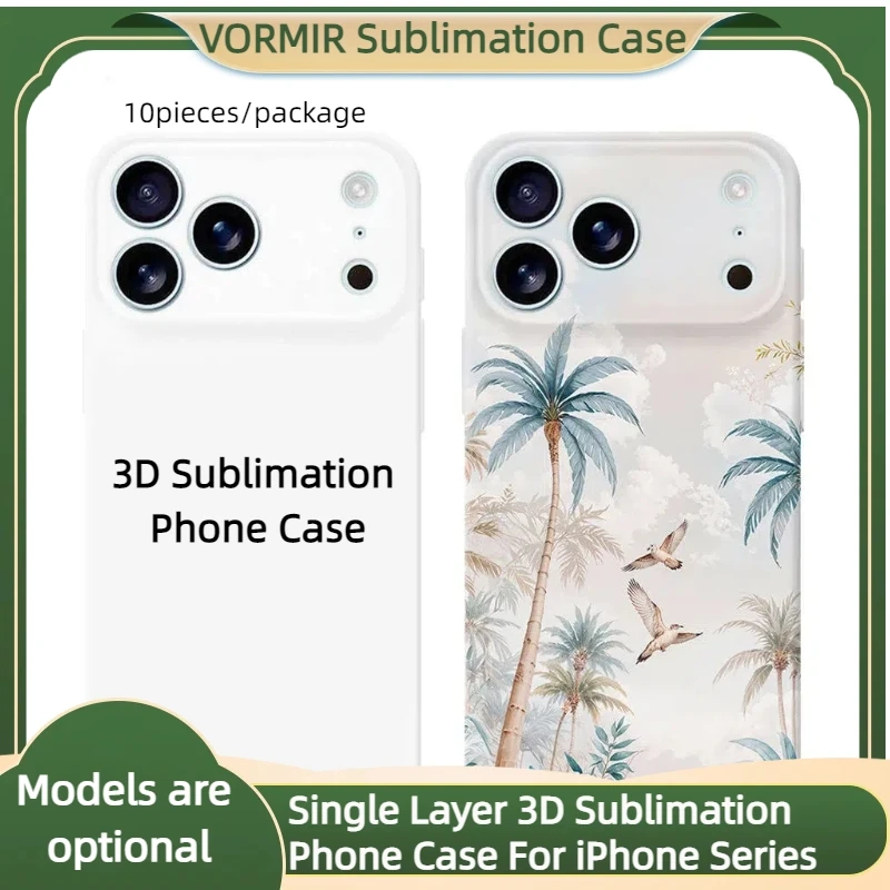 

10pcs Single Layer 3D Sublimation Phone Cases Glossy Printed Blanks Full-Body Film Cover For iPhone 17 16 15 14 13 12 11 XR 8 7