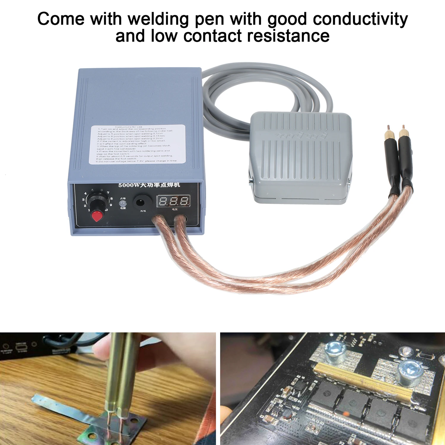 Portable Spot Welder 5000W High Power Handheld Spot Welding Machine Portable 0-800A Current Adjustable Welders For 18650 Battery