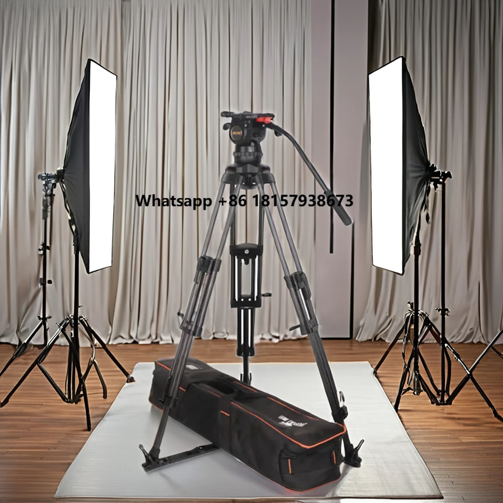 

Photographic Equipment Jiepai V15 Professional Broadcast Heavy Duty Video Carbon Fiber Tripod for 15KG Camcorder