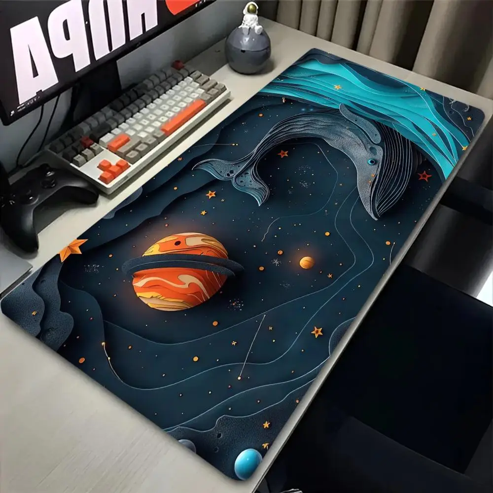 

A Space Whale Mouse Pad with A Creative Theme, Laptop Desktop Pad, Stitched Edges, Suitable for Office and Home Use
