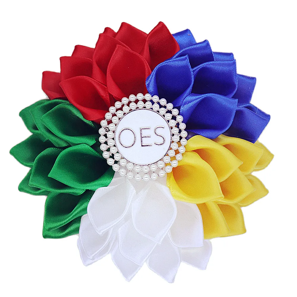 Quality Layers Satin Ribbon Corsage Colorful Flower Order Eastern Star OES Brooch OGC Jewelry Custom