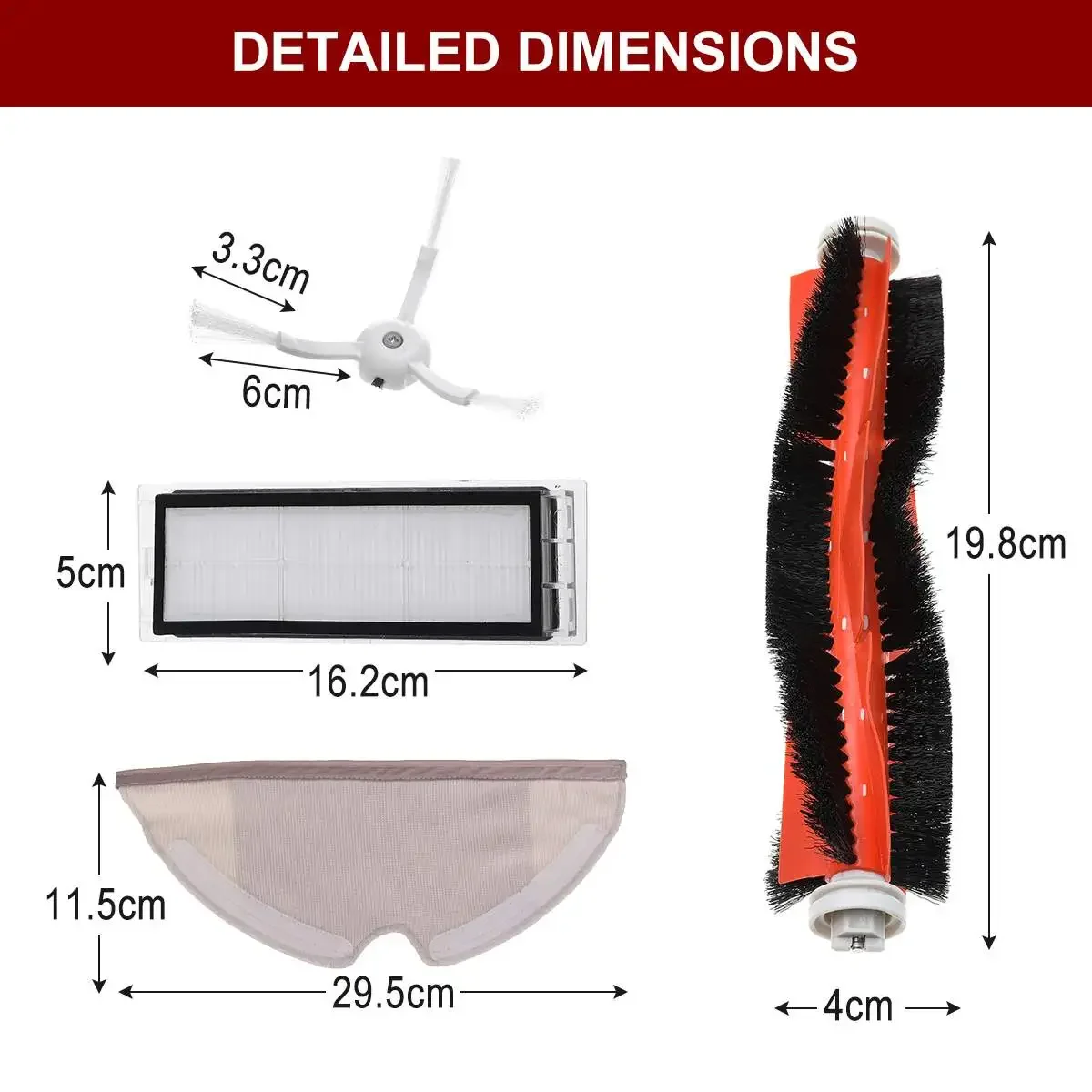 

For Xiaomi Robo2 Robot S50 S51 18PCS Mi Robot Vacuum Cleaner Parts Replacement Kit Main Brush Filters Side Brushes Accessories