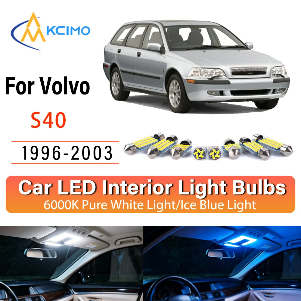 Pour Volvo 	 Kit d'éclairage intérieur LED à lueur persistante Plug & Play pour S40 1996-2003 – Remplacement des lampes de dôme, de cartes, de coffre et de habitacle – Amélioration