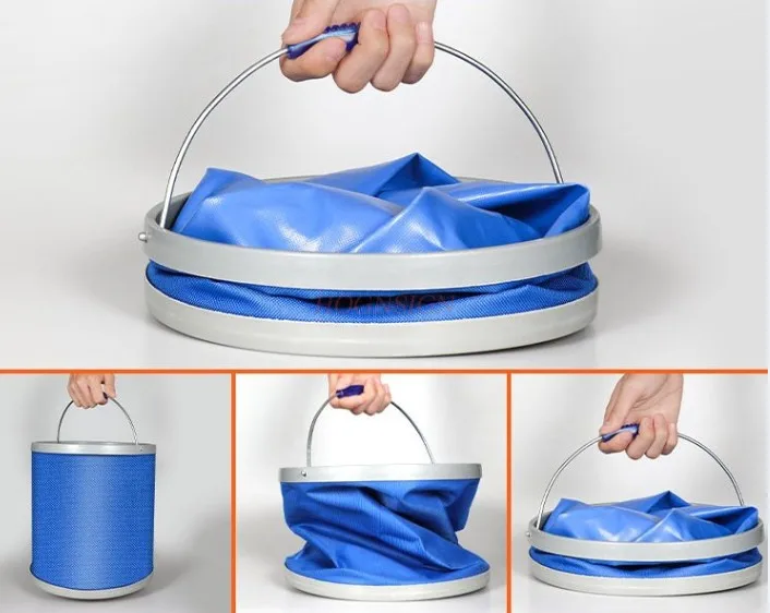 Cubo de agua plegable portátil para niños, cubo circular de lona para lavar el coche, Cubo de pesca para peces vivos