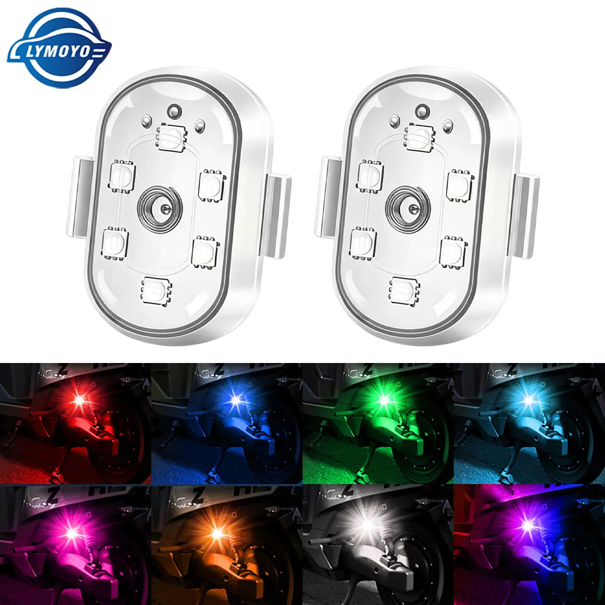 

1/2pcs Motorcycle Car Mini USB Touch LED Aircraft Light 6SMD Colorful Strobe Signal Decorative Light Rechargable Rear Taillight