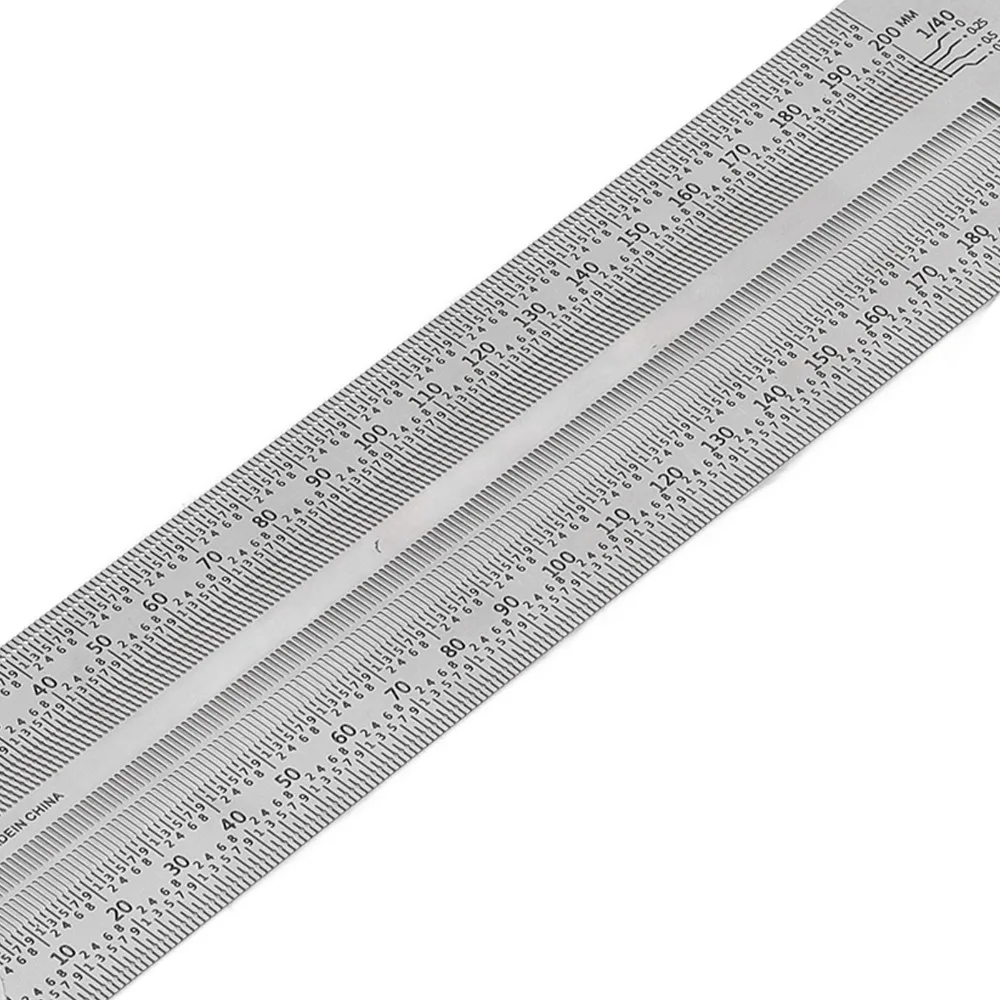 Silver Woodworking Marking Ruler Stainless Steel Measuring Length 200mm Carpenter T Ruler Precision Marking Tool