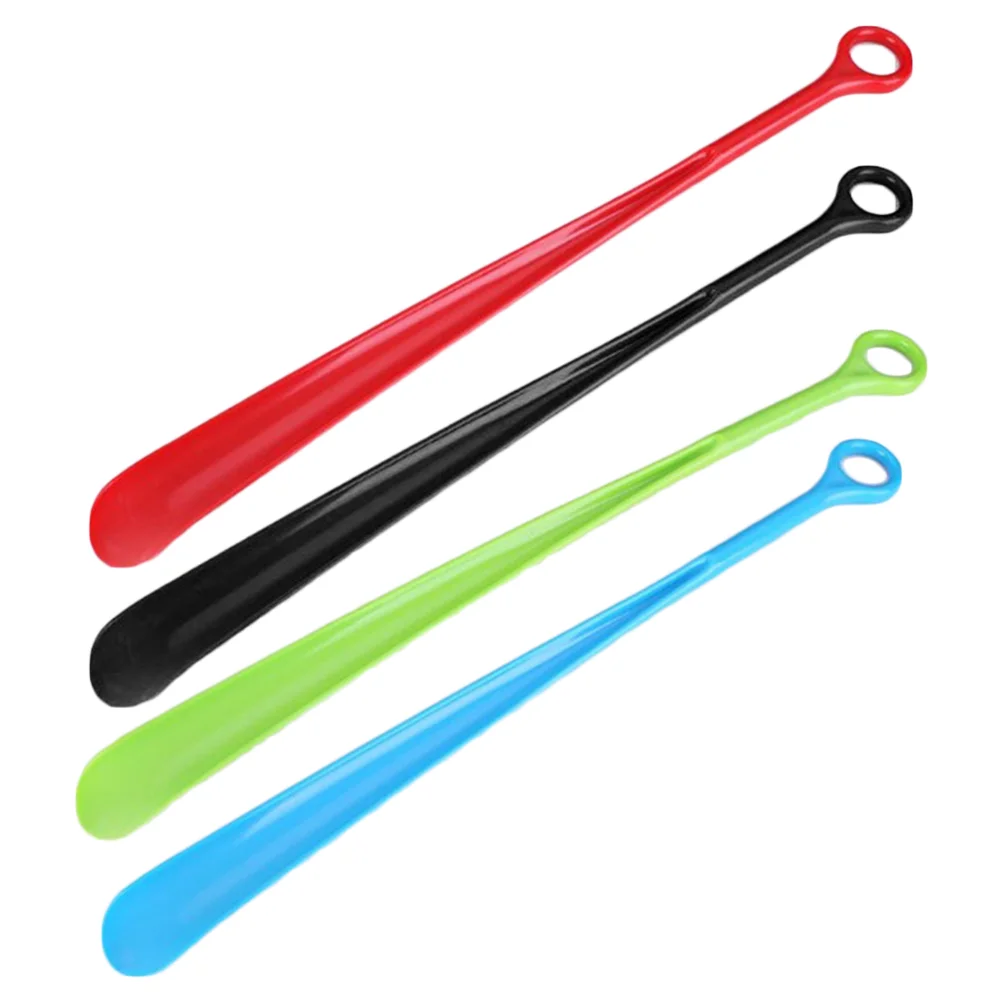 

4pcs Plastic Long Shoehorn Professional Shoehorn Shoe Lifter for Women Men (Random Color) shoe horn long handle shoehorns