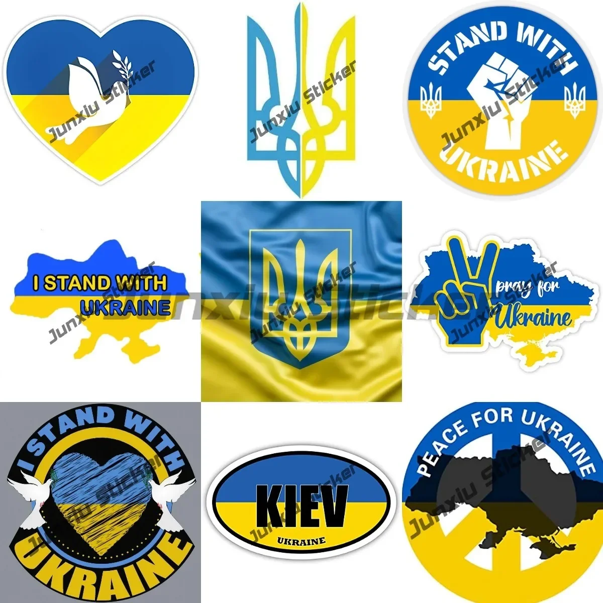 Ukraine Sticker Ukrainian Flag Trident UKR Love Heart Shape Coat of Arms of Ukraine Decor for Car Truck Bumper Anti Scratch