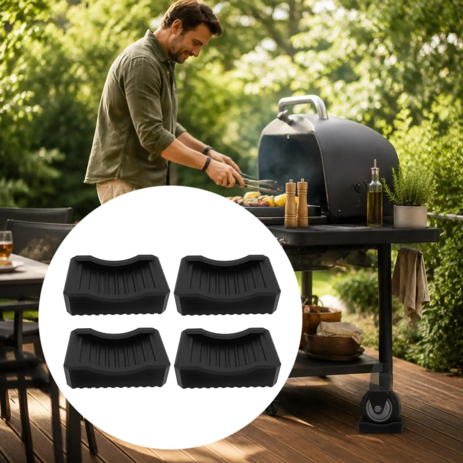 Compact Portable Griddle Leveling Shims Kit Non Slip Rubber Feet Keep Flat Top Grill Level for Outdoor Barbecue