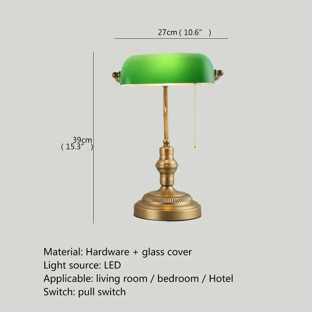 SEAN Classical Retro Table Lamp Creative Design Pull Switch LED Glass Desk Light Fashion Decor for Home Study Office Bedroom