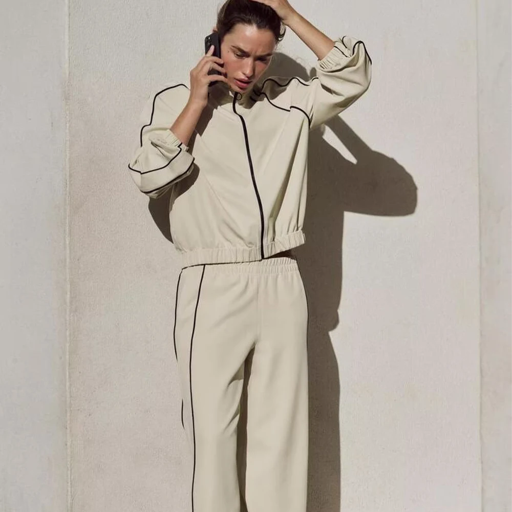 

2025 new women's clothing European and American style casual fashion contrasting jacket jacket&casual pants set