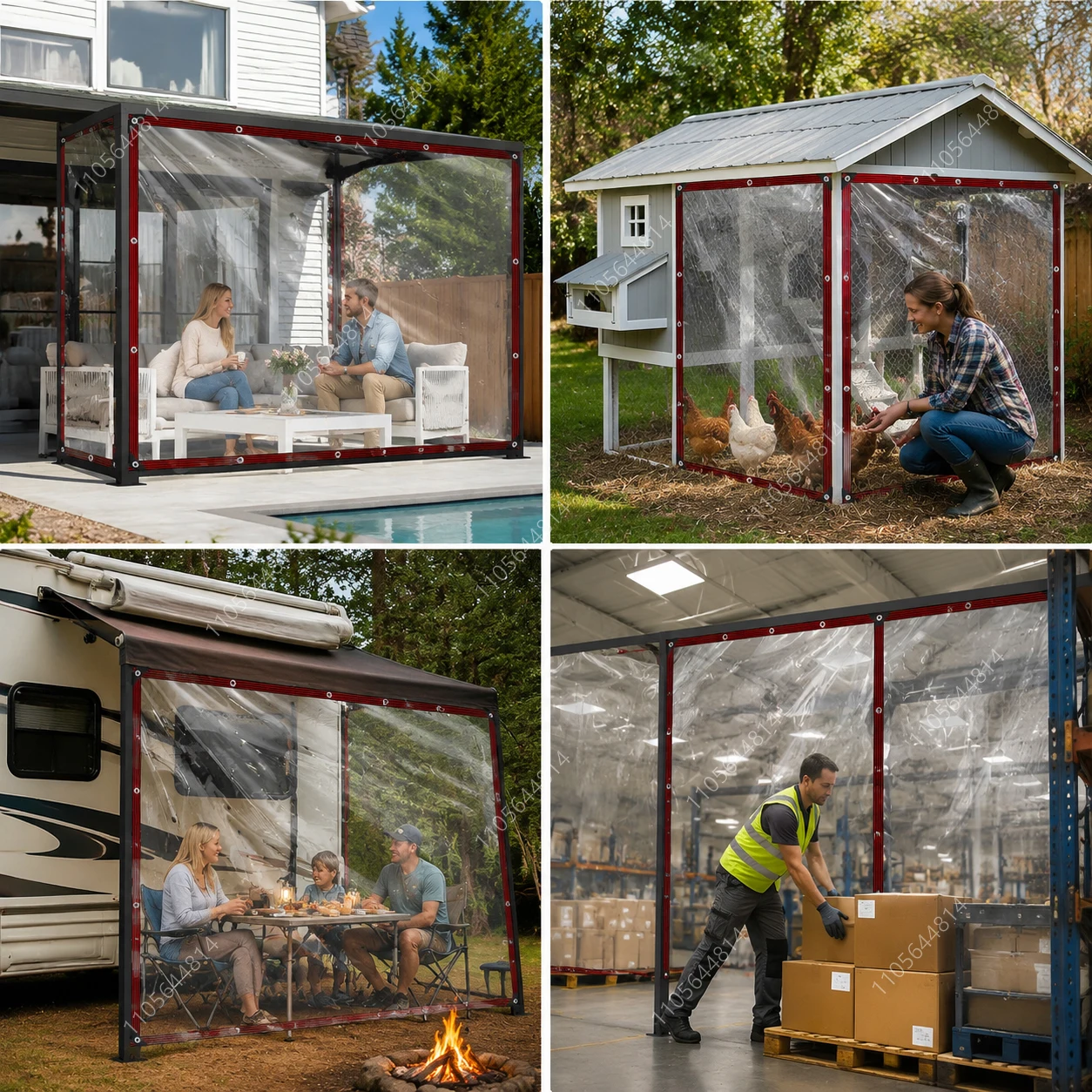 Clear PE Waterproof Tarpaulin Thick Transparent Plastic Sheet Reinforced Edge Outdoor Patio Sunroom Rain Dust Cover
