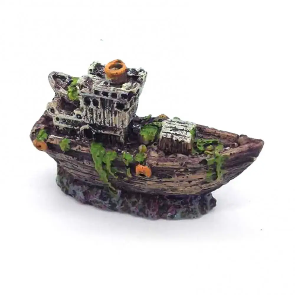 Decoration Aquarium Decor Fish Tank Landscaping Landscaping Decor Mini Resin Aquarium Sunken Ship Boat Model Aquarium