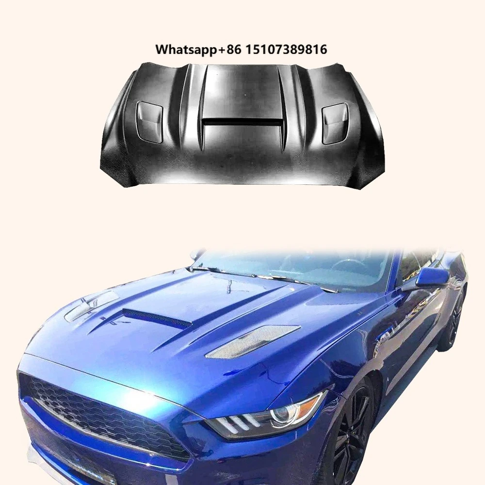 For Mustang 2 Door 2015-17 Carbon KZ Style Front Vented Cooling Hood Bonnet
