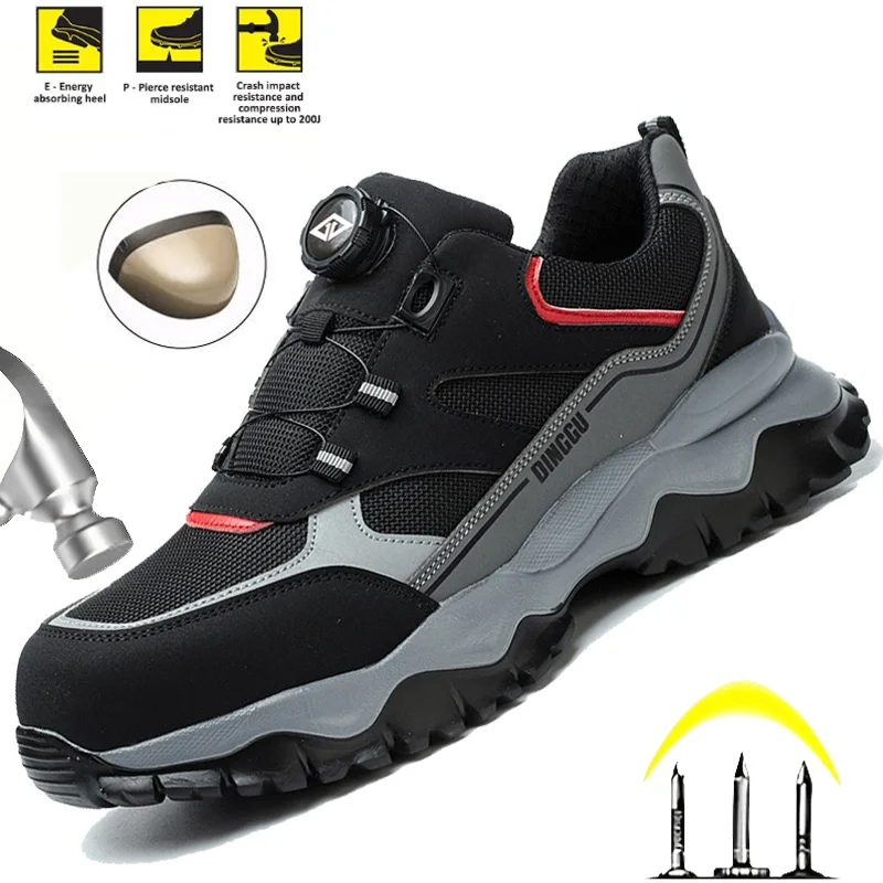Unisex Slip Resistant Work Shoes Anti shock Safety Shoes Indestructible Wear-resisting Breathable Sneakers Ladies Safety 36-46