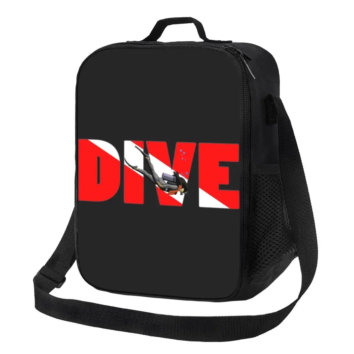 

Custom Scuba Dive Flag And Diver Lunch Bag Men Women Warm Cooler Insulated Lunch Boxes for Children School