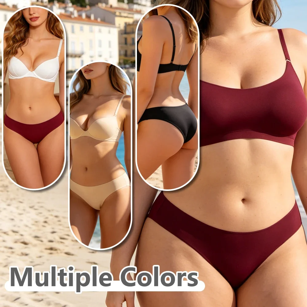 3Pcs/Set Seamless Cotton Fabric Briefs Underwear For Women Sexy Low Waist Breathbale Panties Female Elastic Solid Color Lingerie