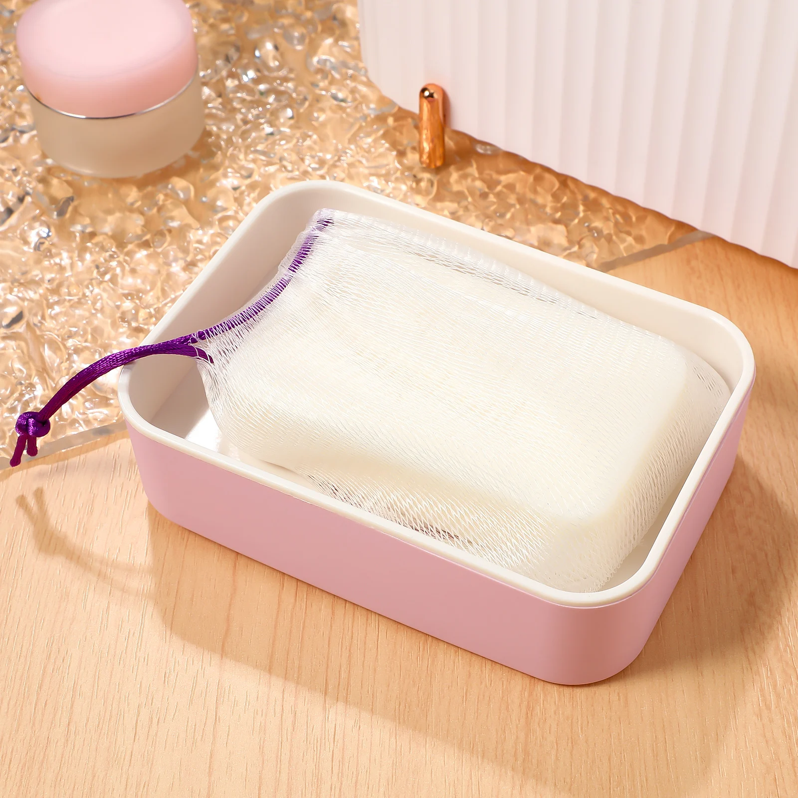 

40 Pcs Bag Mesh Drawstring Cleansing Shower Exfoliating Nylon Design Works Foaming Hand Soap Foaming Saver for Bath