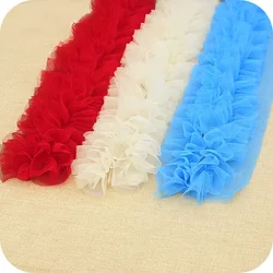 Pleated Ruffle Lace for Fringe Prom, 3D Tulle, Wedding Dresses Fabric, Sewing Accessories, Supplies Materials, 1 Yard, 12cm Wide