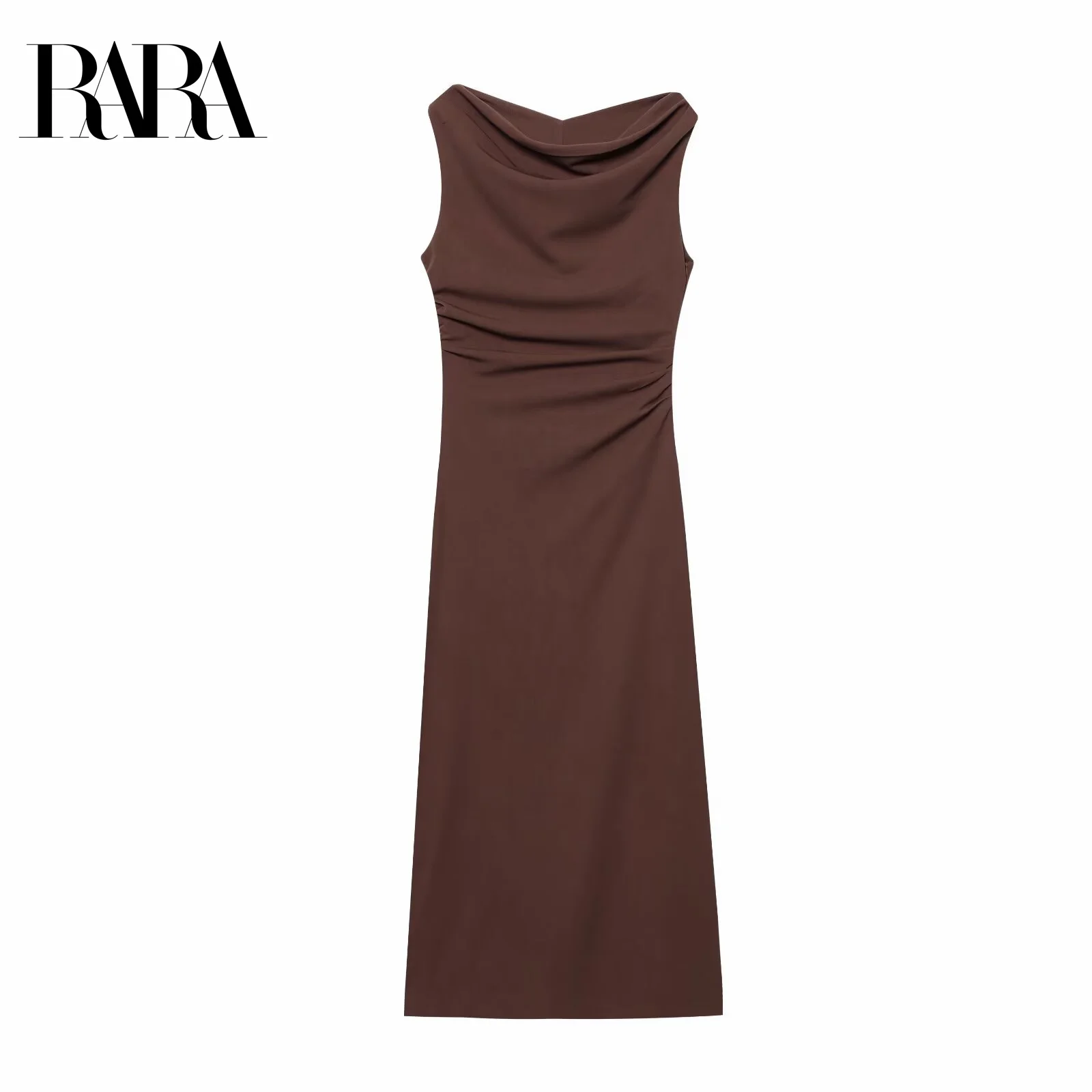 

RARA2025 New Summer Women's Clothing Design With a One-shoulder Neckline a Split Back and a Draped Slim-fitting Long Skirt