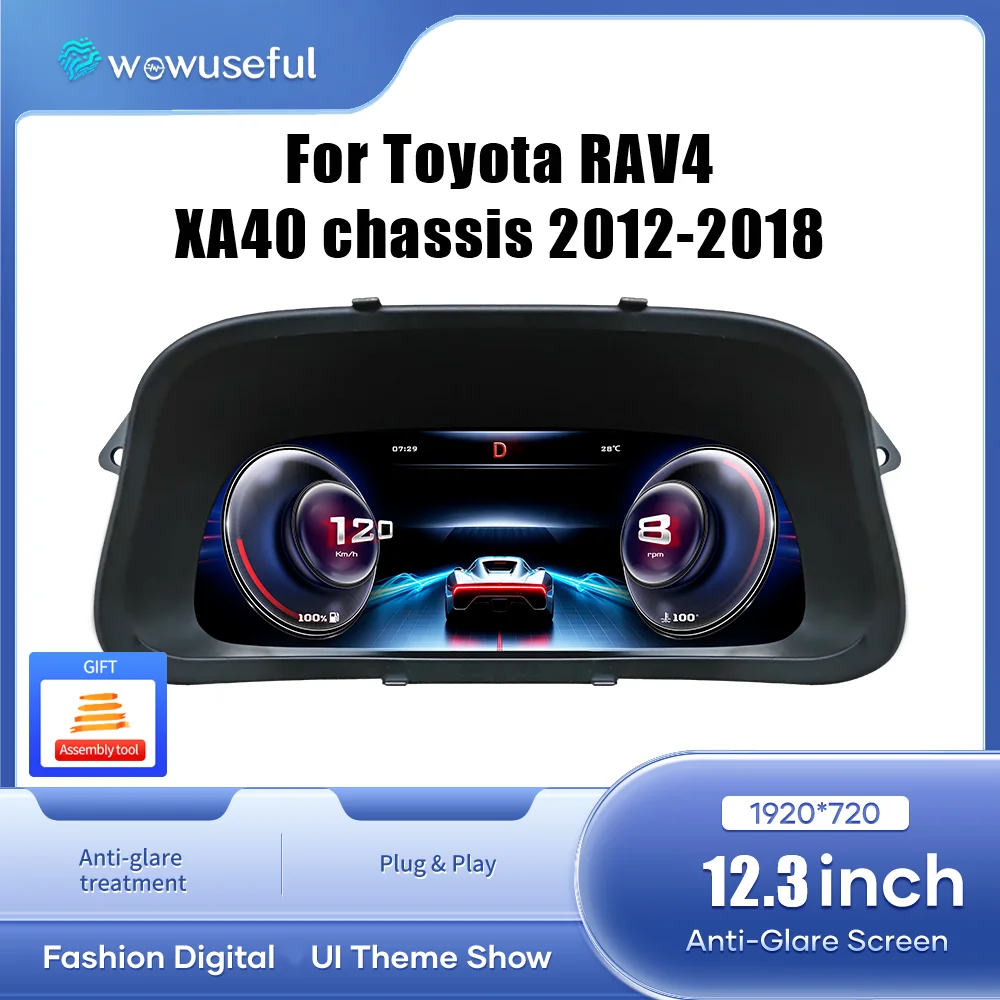 Linux LCD Digital Dashboard Cluster For Toyota RAV4 2011-2018 Years Digital Speedometer Virtual Instrument Paneel Cockpit
