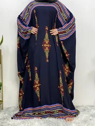 Modest Abaya Ramadan Dubai Batsleeve robe for women Muslim Turkey Loose print Elegant robe for Islamic women Fashion clothing