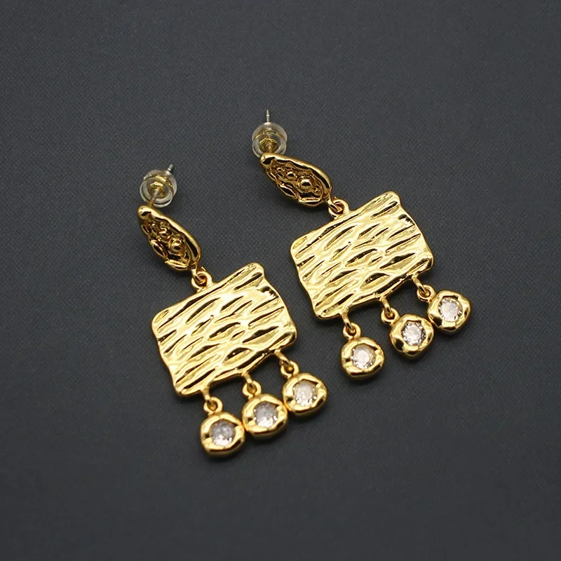 S925 Silver Needle Korean Light Luxury Niche Zircon Pleated Tassel Earrings