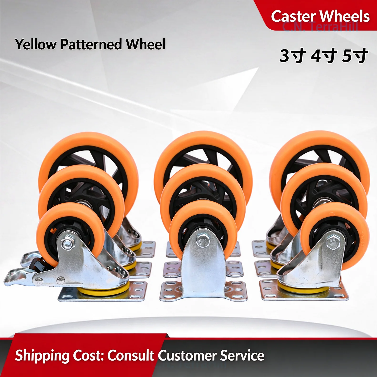 PVC Light Duty Caster Wheels 3/4/5 Inch Swivel and Fixed Plate Casters with Bearings and Brake for Furniture Carts