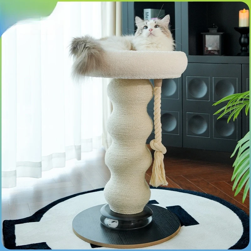 Árbol rascador nórdico para gatos de interior con cama y sisal - imagen 4