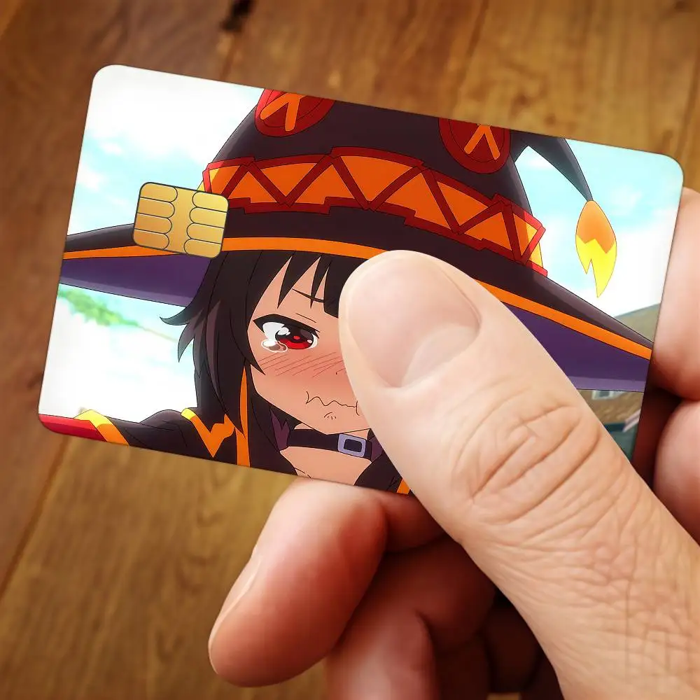Anime Megumin Credit Card Public Transportation Cards Protective Sticker Waterproof Card Face Decoration 4PCS
