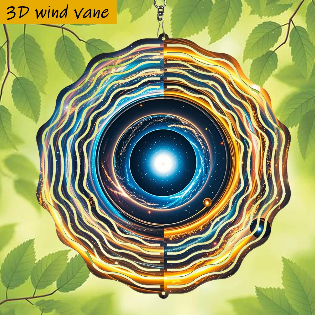 CIFBUY Galaxy Cosmic Vortex Wind Spinner Metal Hanging Ornament 3D Rotating Decor for Outdoor Yard Garden Patio
