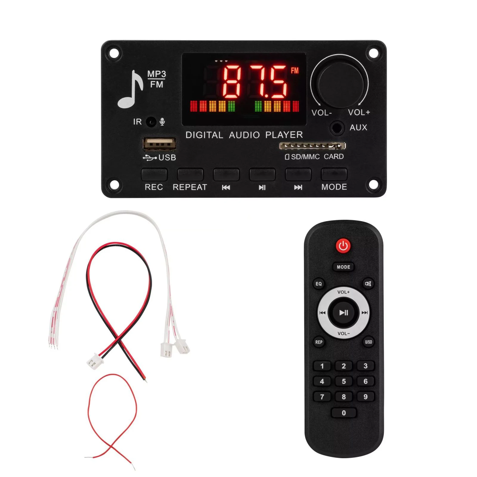 Bluetooth 5.0 MP3 Decoder Board 2*40W 80W Amplifier Audio Player 12V DIY MP3 Player Car FM Radio Module TF USB Mic Record Call