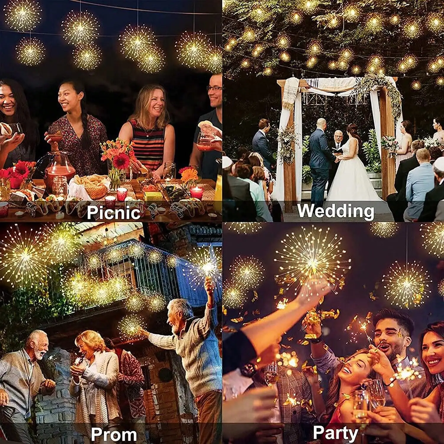 4/6 Pack Firework Star String Lights: 8 Modes Warm White Fairy Lights for Party Wedding Garden