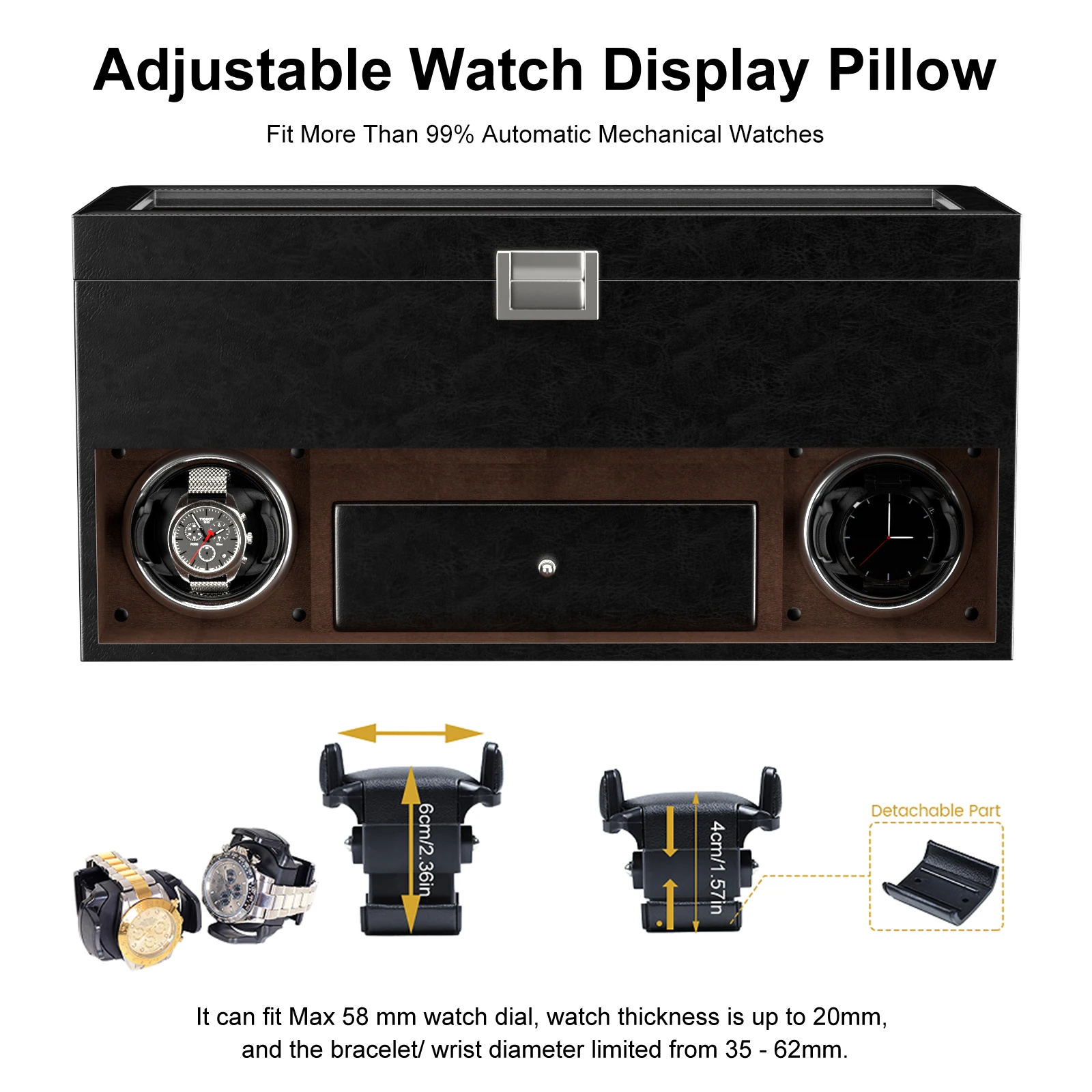 Двойная намотка для автоматических часов, 2 рулона, коробка для хранения, дерево с фотоэлементом