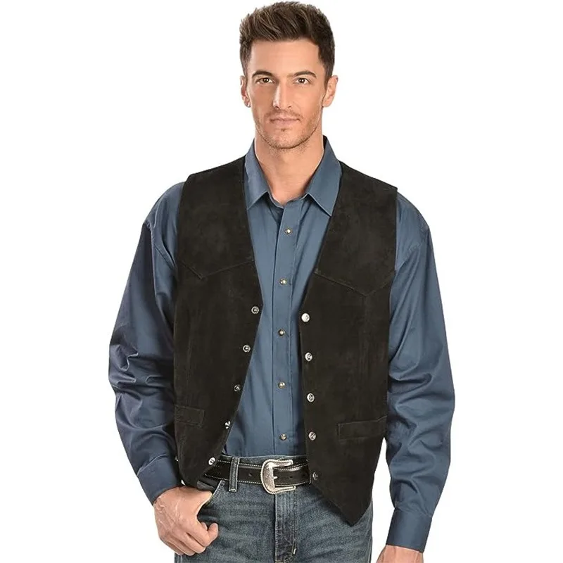 

New Fashion Korean Style Single Breasted Sleeveless Mens Vest Casual Daily Trendy Waistcoat