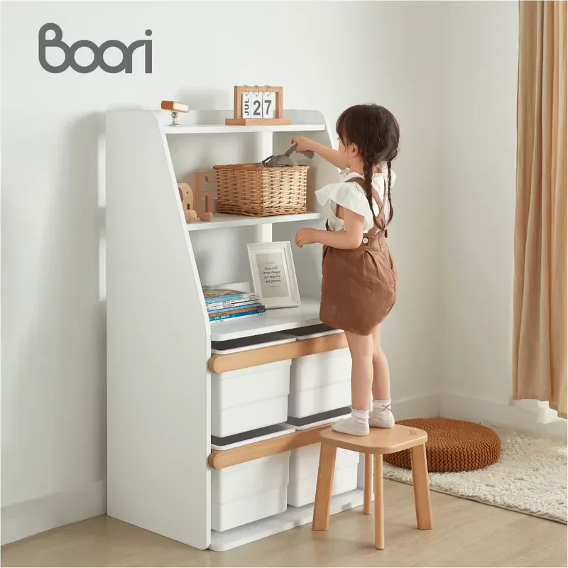 Kids Toy Storage Box for Children Room Home Organization Safety Cabinet Shelf Unit Bookshelf Furniture