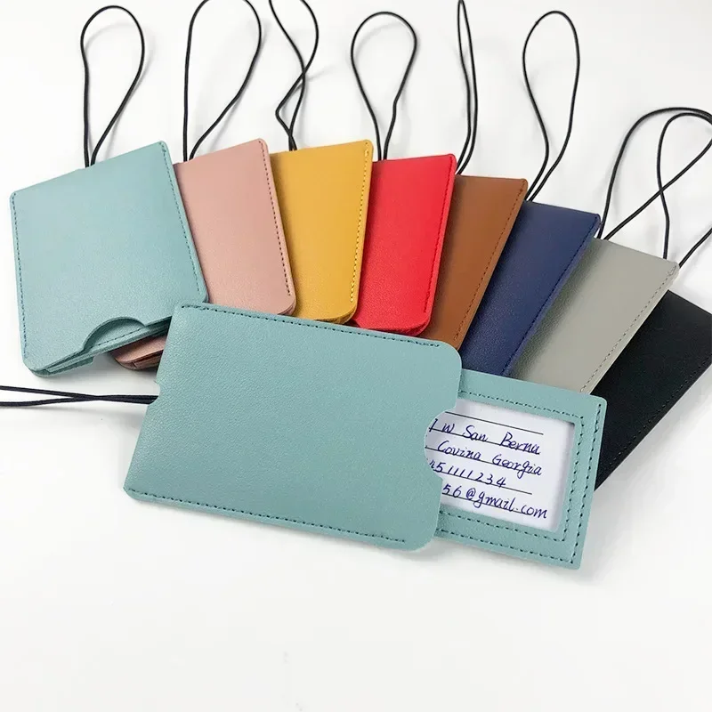 Fashion Pu Leather Multicolor Luggage Tags Women Suitcase Bag Name ID Address Holder Baggage Label Travel Accessories