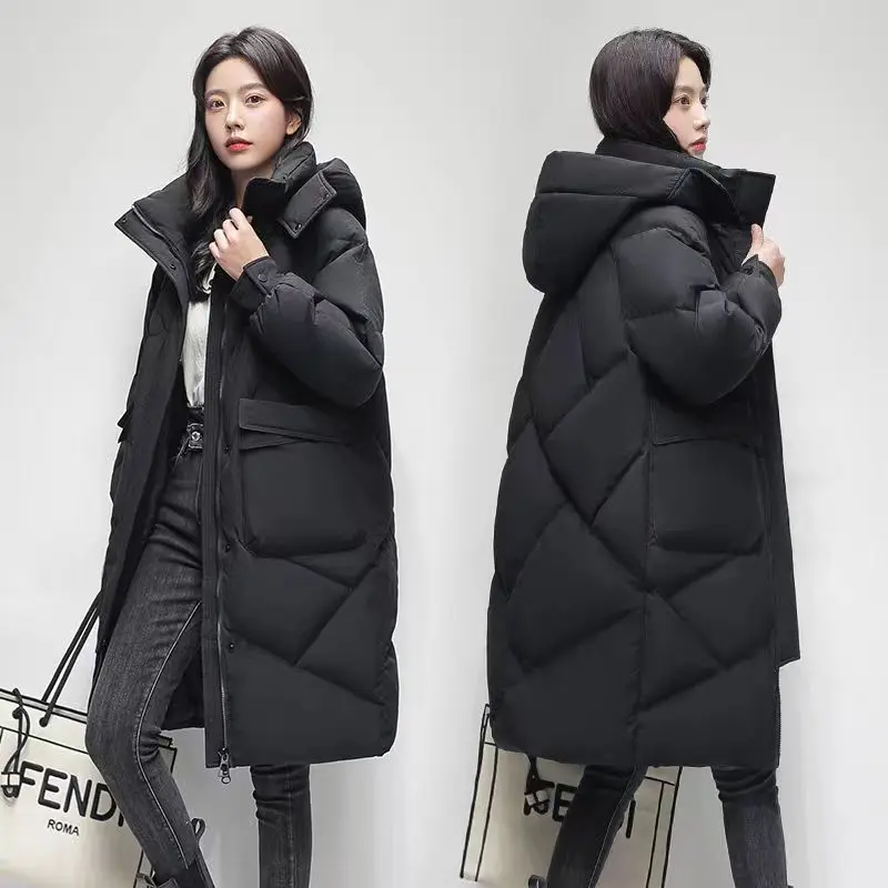 2023 New Women Down Cotton Coat Winter Jacket Female Medium-length Parkas Loose and Thickened Outwear  Warm Overcoat