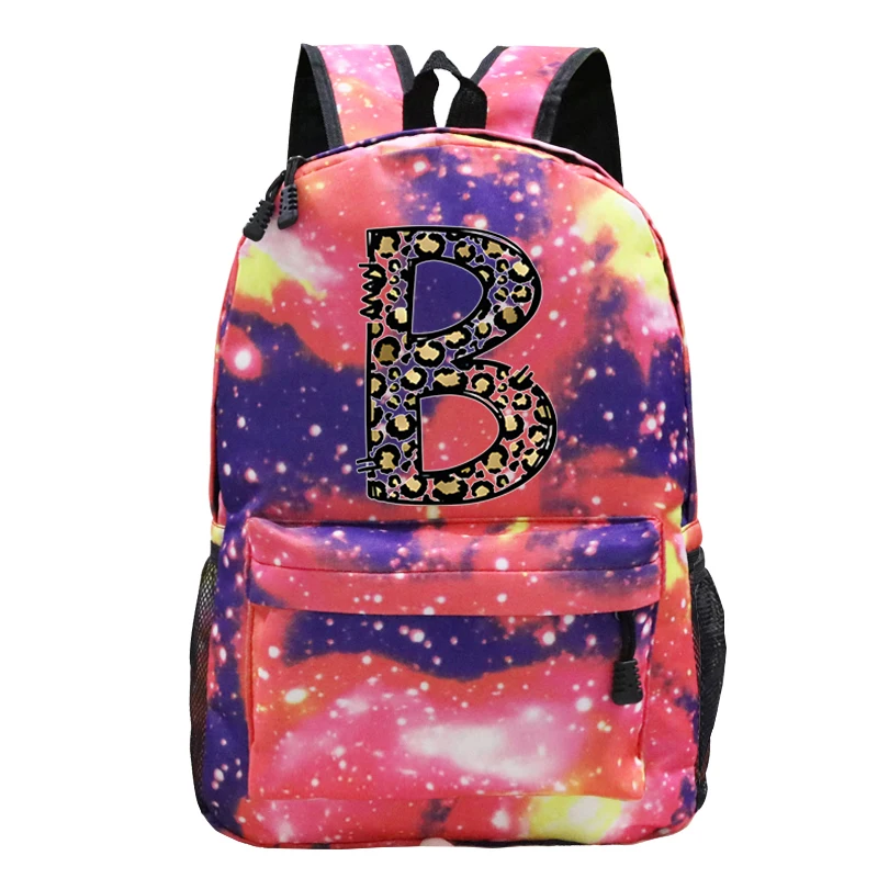 Leopard Alphabet Women Backpack Travel Casual Waterproof Shoulder Bags Female Large Capacity Handbag Rucksack Back To School