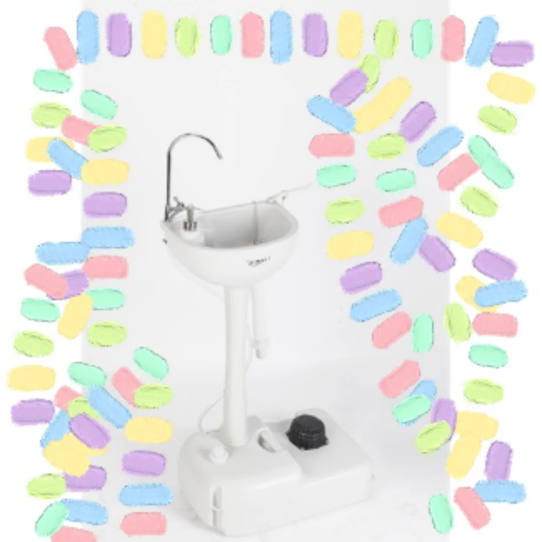 

Переносная уличная мойка из HDPE на 8 галлонов с краном - белая походная раковина, прочная и легкая конструкция для кемпинга, автодомов, сада