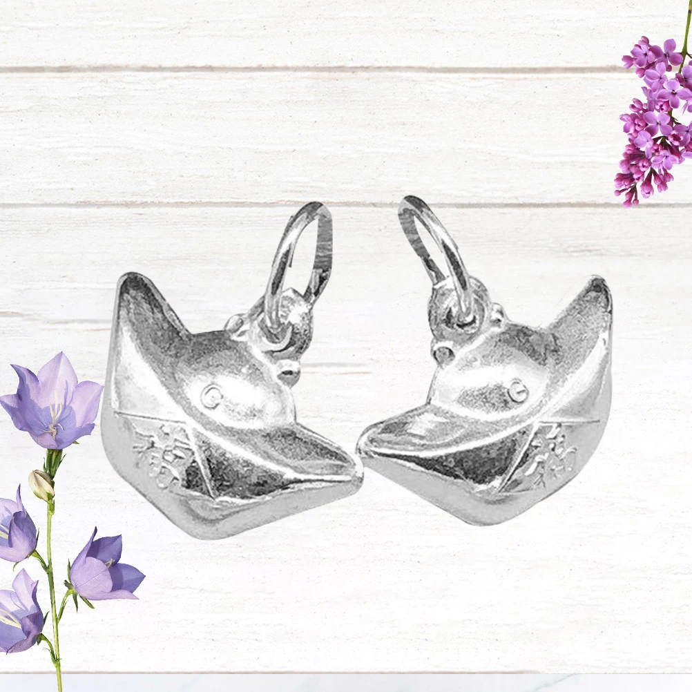 

2 Pcs Fu Character Pendant Handmade Accessories Charm Silver DIY Jewelry Hanging Miss