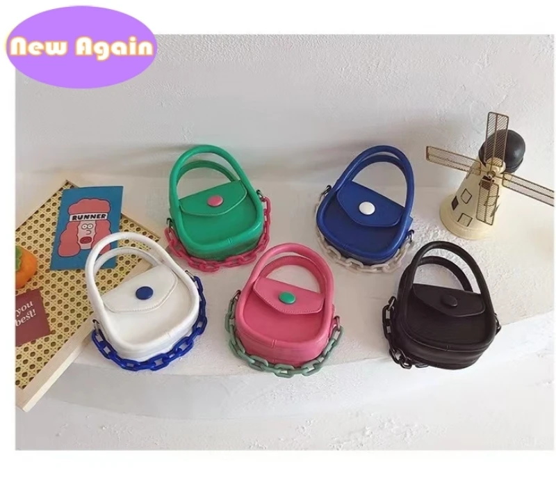 Toddlers Candy Colors totes Children's acrylic chain handbags Girls Purses stylish shoulder bags Kid design mini wallets NA0189