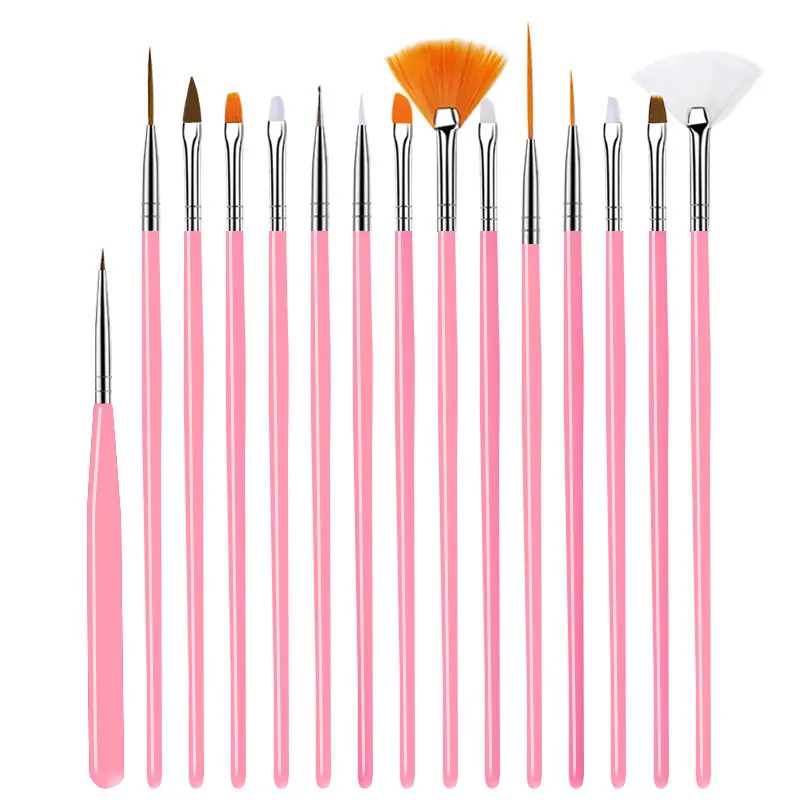 15/20Pcs Nail Art Brush Design Tip Painting Drawing Nail Brushes Set Dotting Pen Liner Acrylic UV Gel Polish Manicure Tools