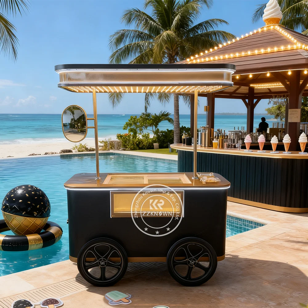 

Customizable Ice Cream Push Cart with Display Freezer Mobile Ice Cream Cart