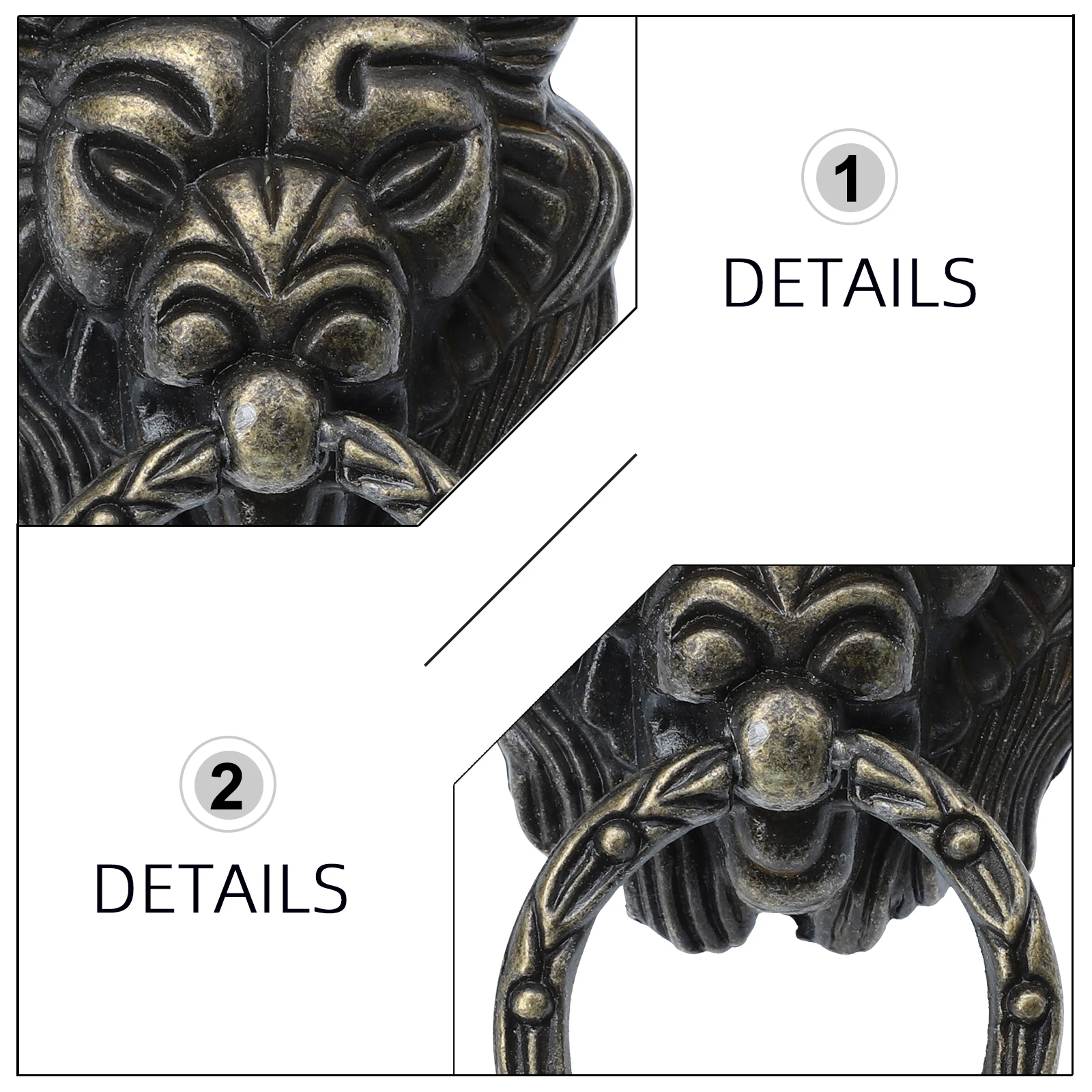 

4Pcs Lion Head Design Cabinet Pulls Chinese Style Drawer Handle Rust Resistant Retro Furniture Knob Furniture Pull Knob