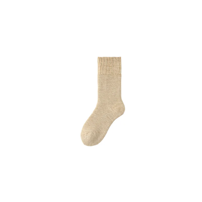 Wool Socks Women Autumn and Winter New Solid Color Thermal Socks Thickened Medium Tube Snow Wool Sleep Women Socks