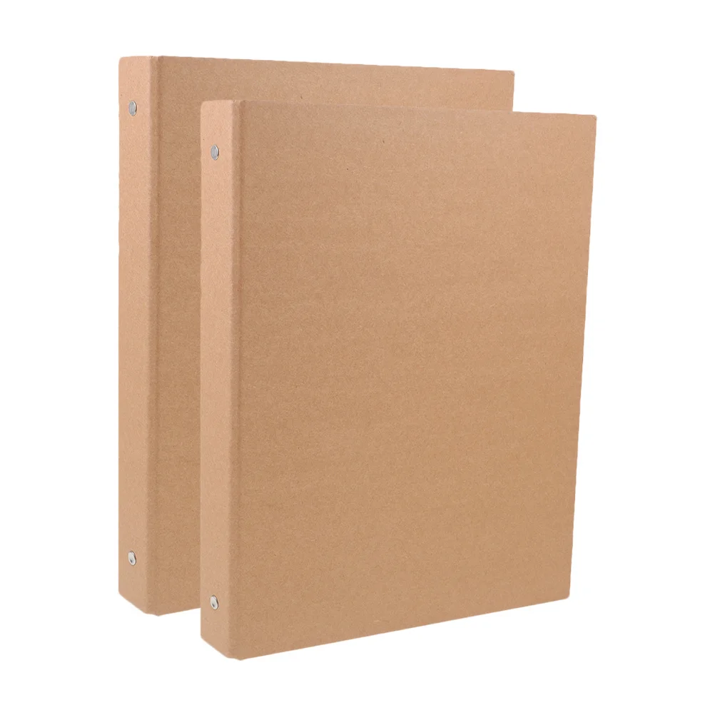 

2pcs Loose Leaf Binder Cover Kraft Paper Notebook Shell A4 Notepad Case Stain Resistant Easy Clean Protective Cover For Journal